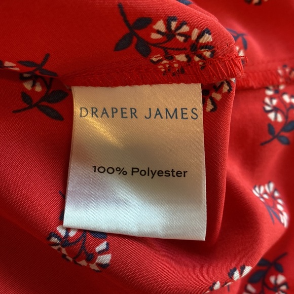 Draper James Floral Tie Neck Blouse Red Long Sleeve Large - Picture 11 of 14